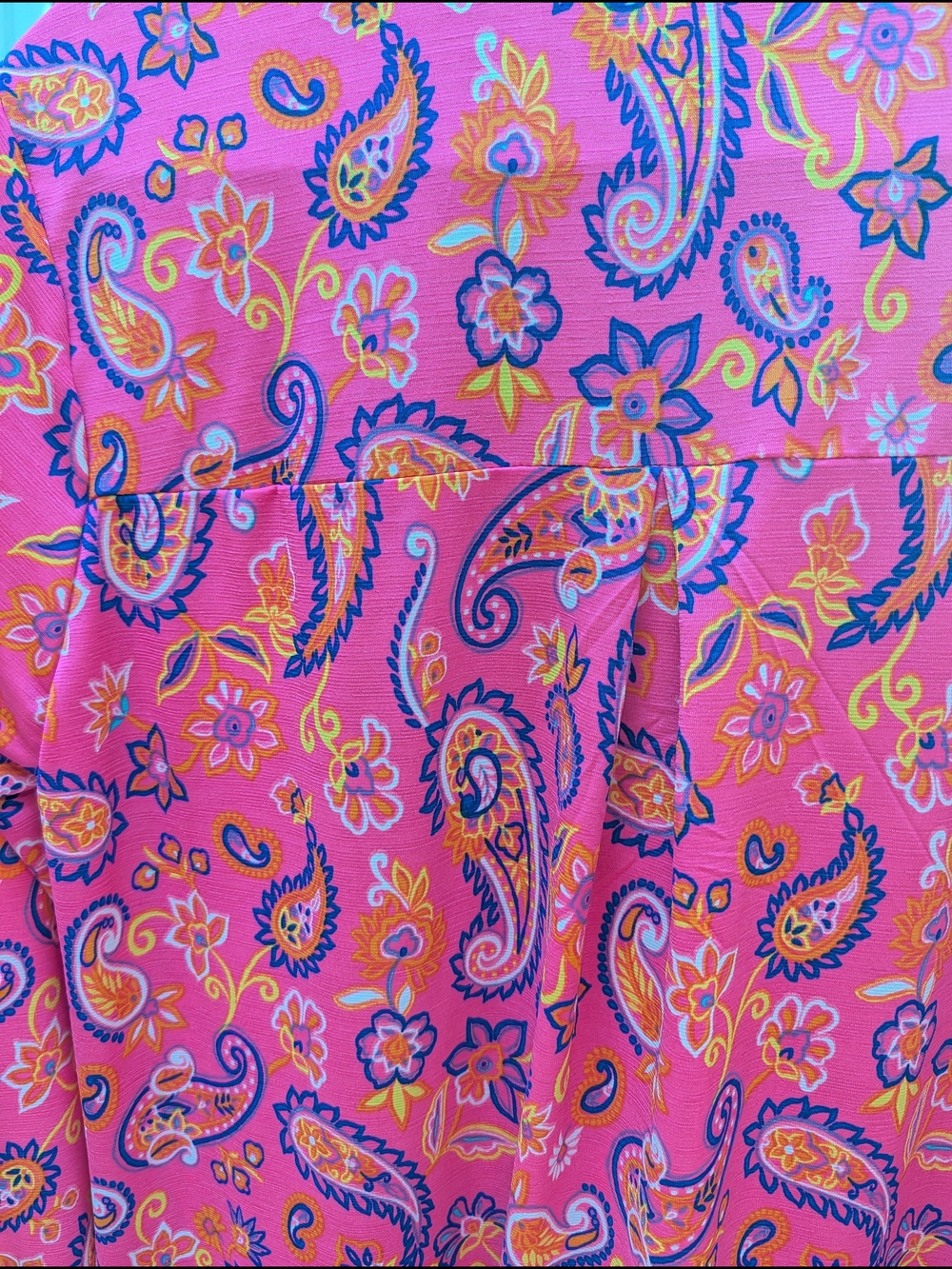 Dear Scarlett Bright Pink Paisley Lizzie V-Neck Blouse - Picture 5 of 8